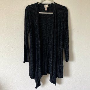 Knox Rose Womens Cardigan Stripe Long Sleeve Size XS Black Open Casual Drape Top